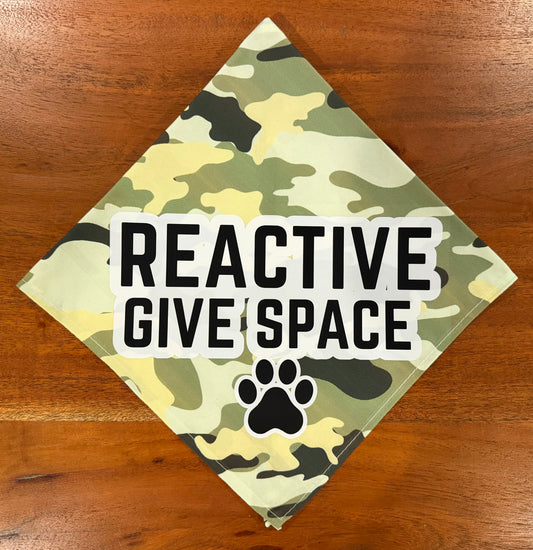 Reactive Give Space Camo Dog Bandana | EARSBACK