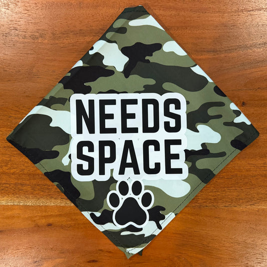 Needs Space Camo Dog Bandana | EARSBACK