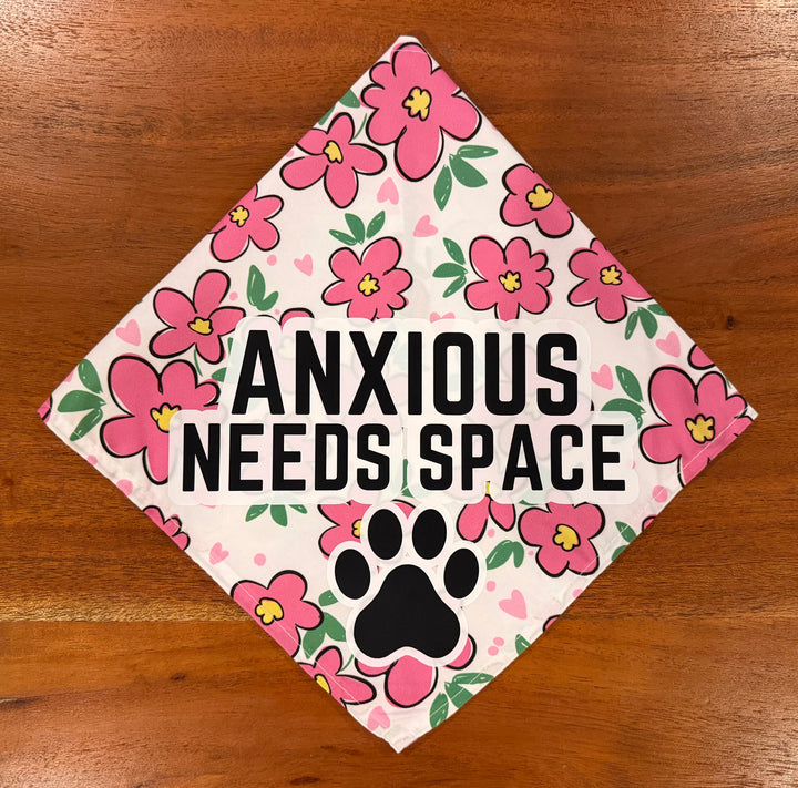 Anxious Needs Space Floral Dog Bandana | 2 Designs